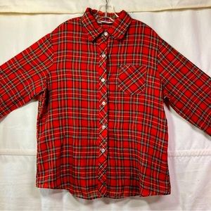 Vtg 1960 Western Button Shirt JC Penney Red Gingham Plaid Thin PolyCotton Medium